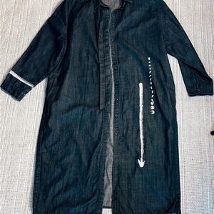 Elegant Dark Denim dress or Coat - large slits up the sides